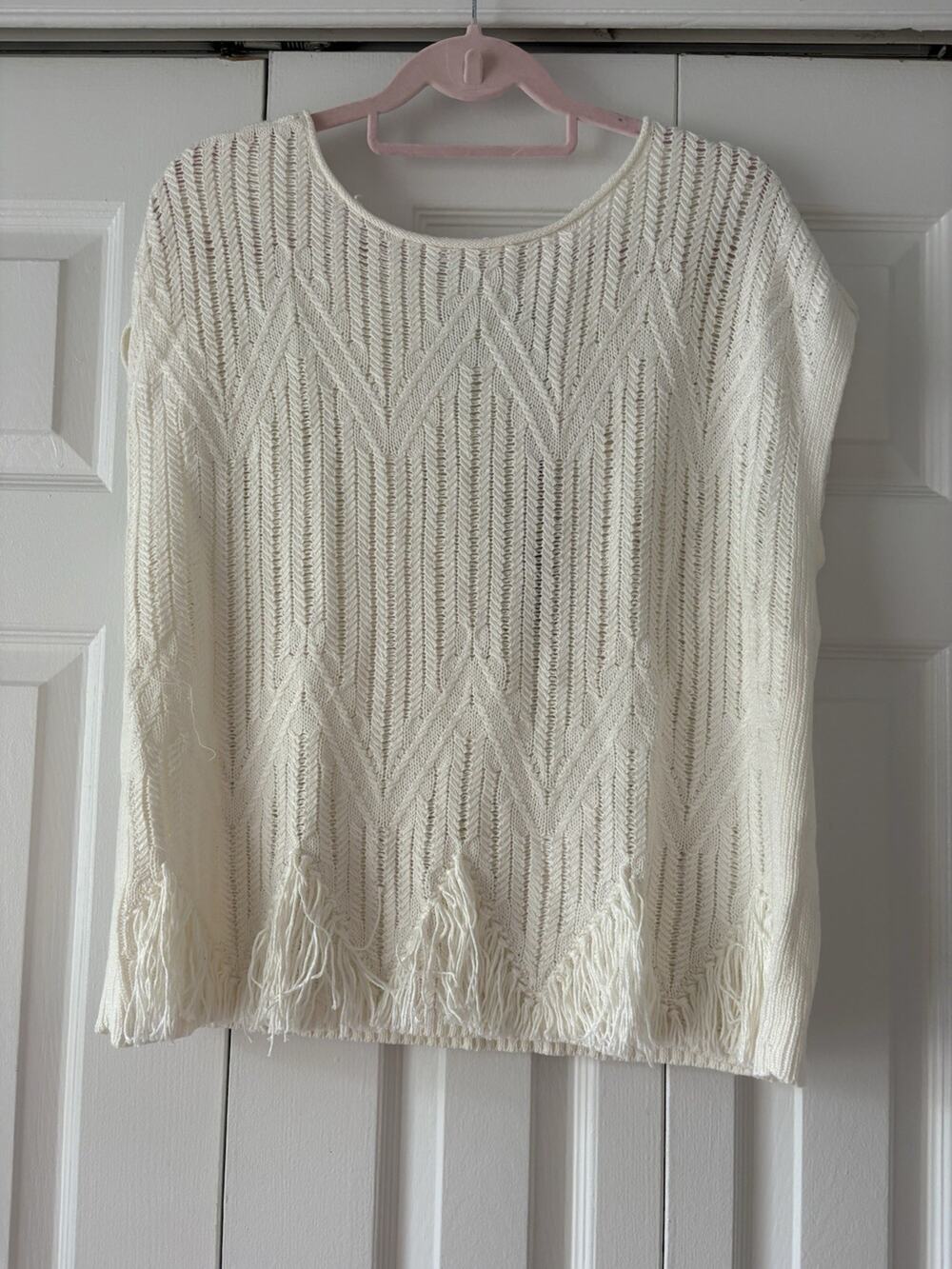 NWT NIC+ZOE Textured Knit Swing Sweater in White Size XL